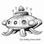 Children's Fun: Cartoon Alien Ship Coloring Pages 1