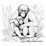 Chimpanzee Mother and Baby Bonding Coloring Pages 4