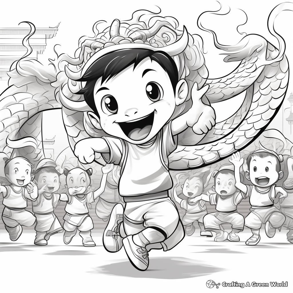 Chinese Dragon Dance Coloring Pages 2