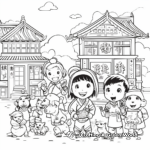 Chinese New Year Celebrations in Traditional Villages Coloring Pages 3