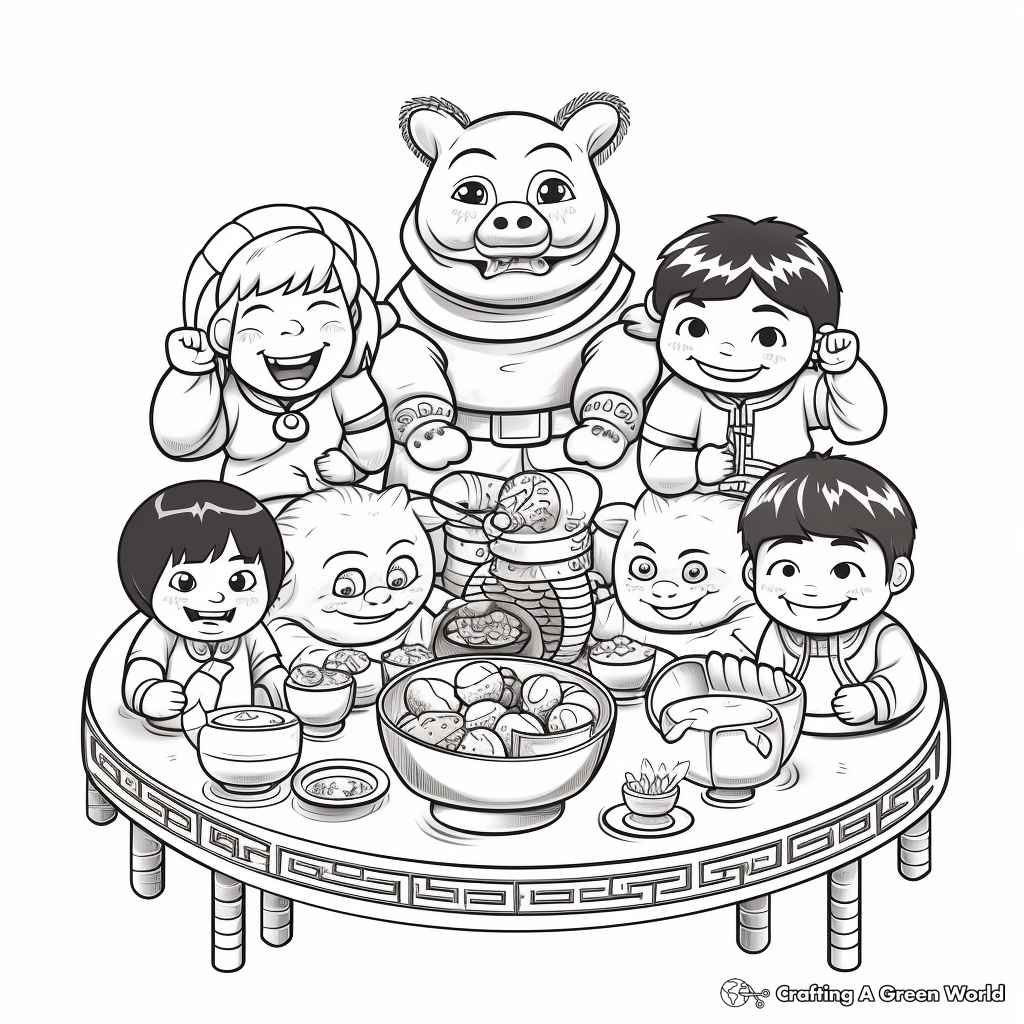 Chinese New Year Feast Coloring Pages 1