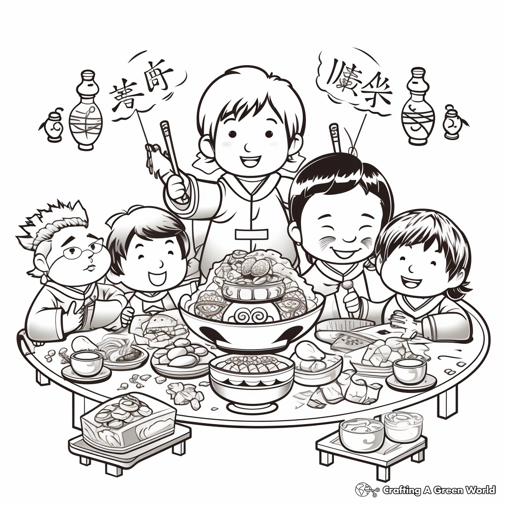 Chinese New Year Feast Coloring Pages 4