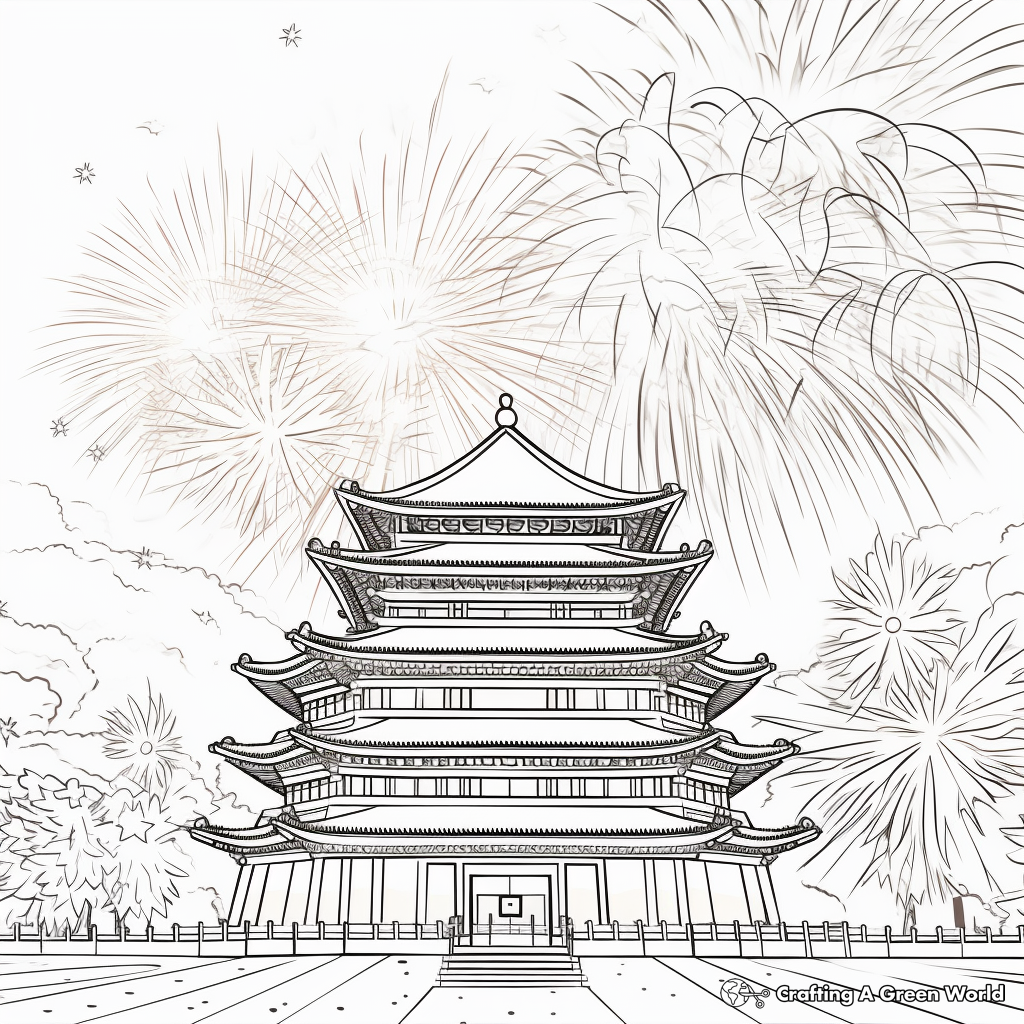 Chinese New Year Fireworks Coloring Pages 1
