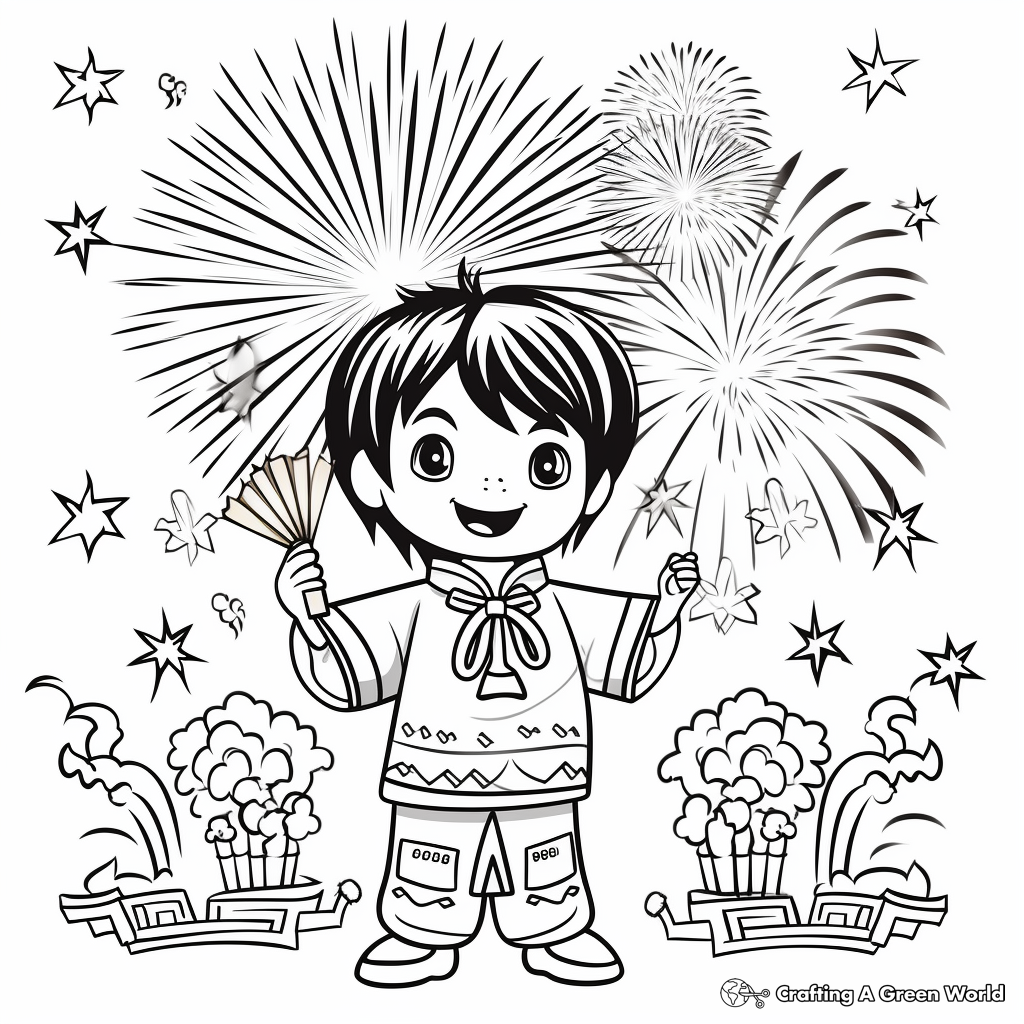 Chinese New Year Fireworks Coloring Pages 4