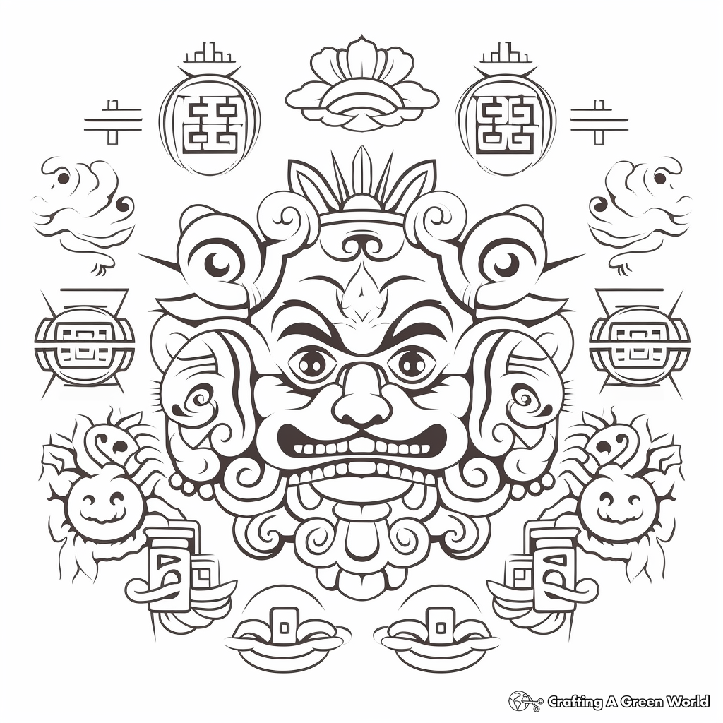 Chinese New Year Symbols 2023 Coloring Pages for Adults 1