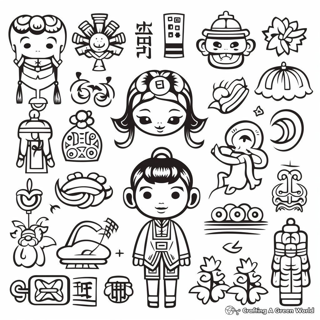 Chinese New Year Symbols 2023 Coloring Pages for Adults 2