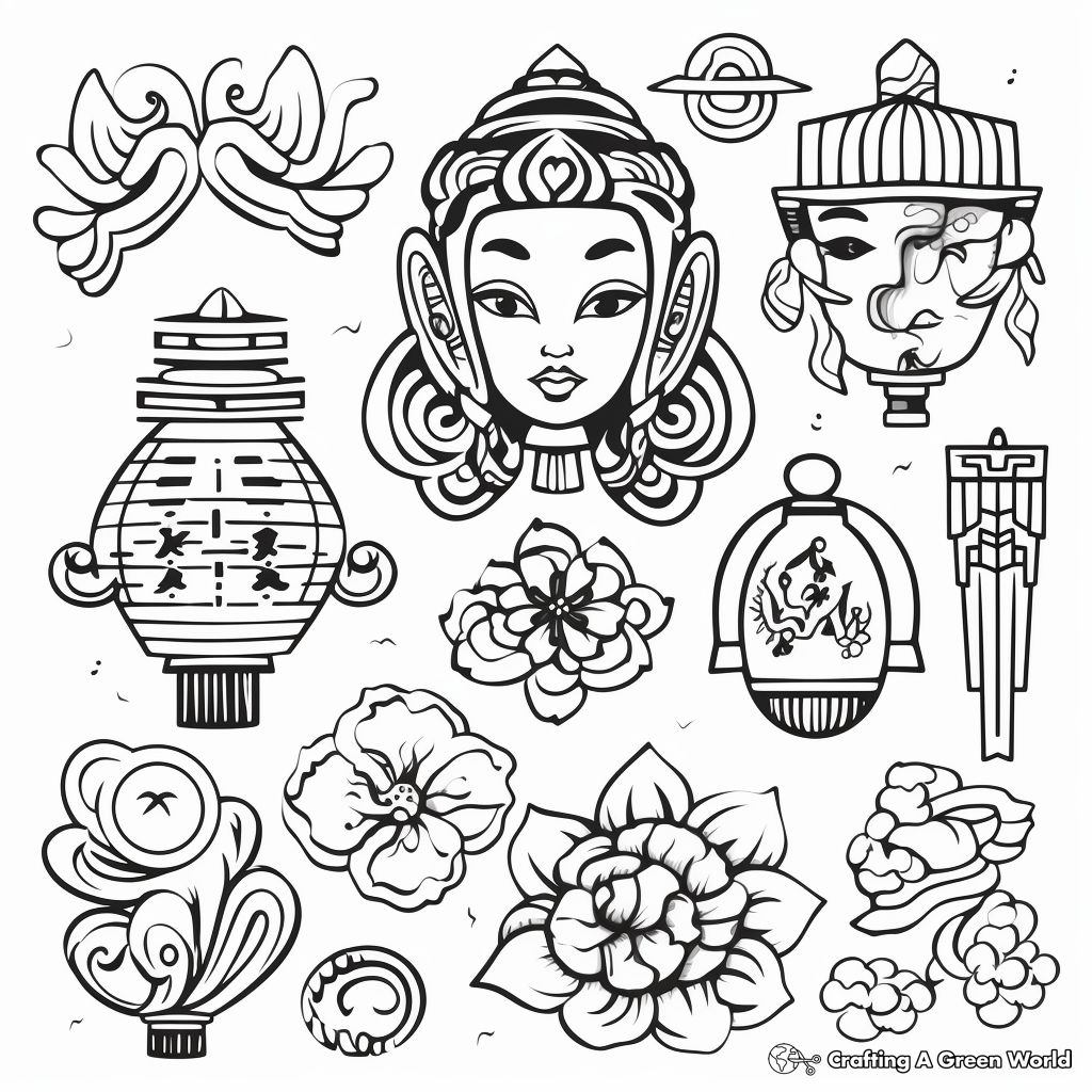 Chinese New Year Symbols 2023 Coloring Pages for Adults 3