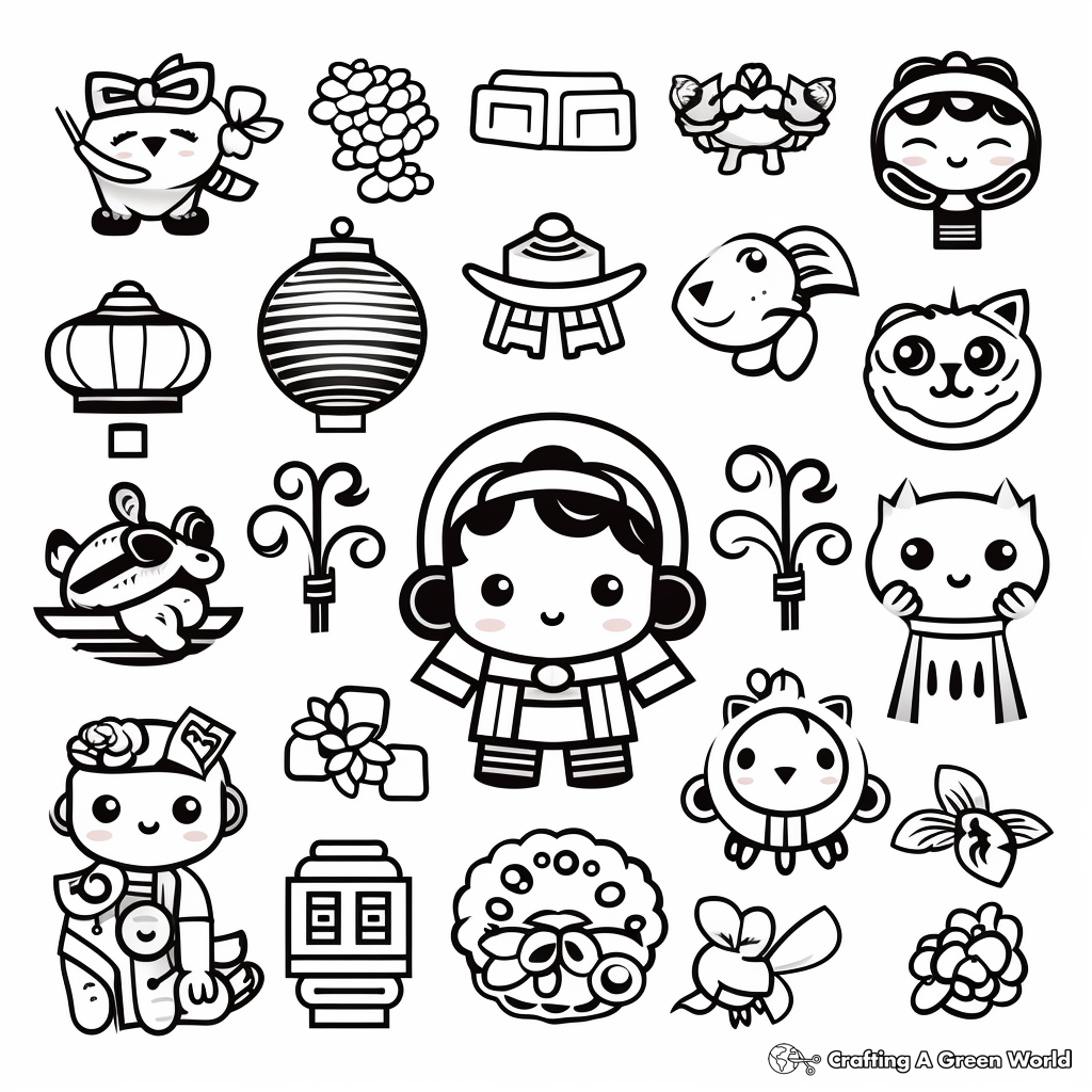 Chinese New Year Symbols and Decorations Coloring Pages 4