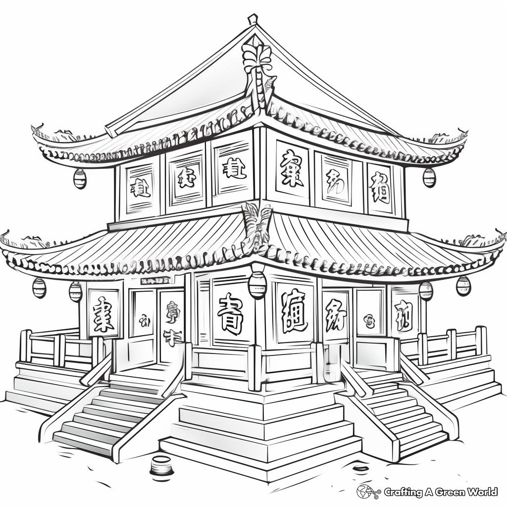 Chinese New Year Temple Fair 2023 Coloring Pages 1