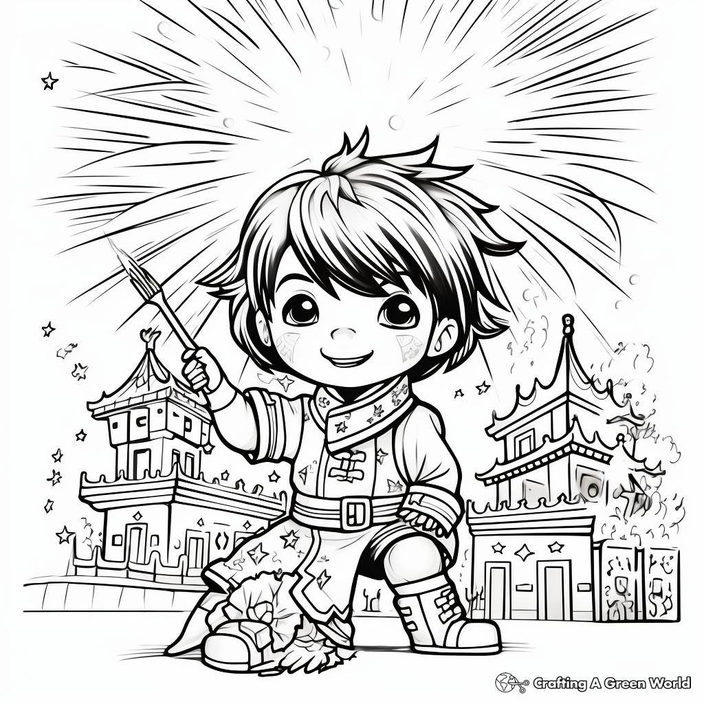 Chinese New Year's Eve Firecracker 2023 Coloring Pages 1
