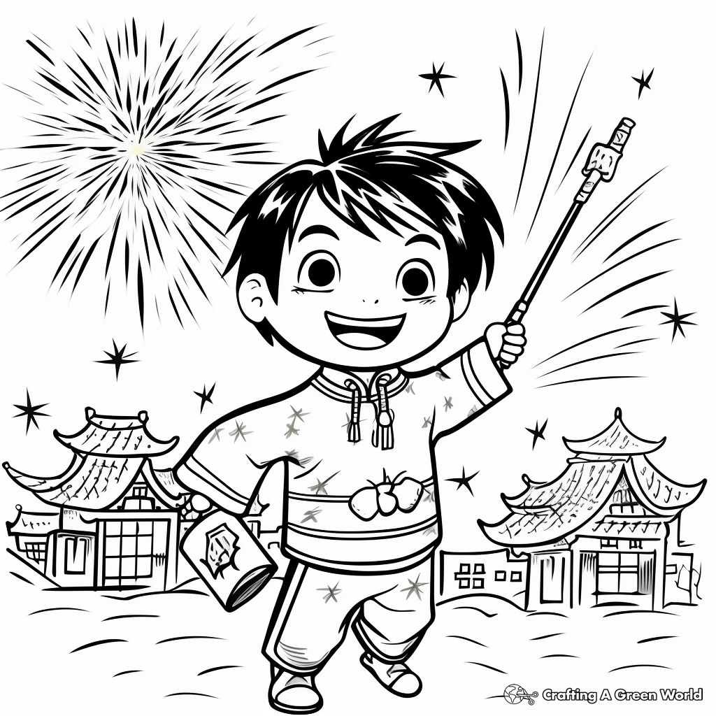 Chinese New Year's Eve Firecracker 2023 Coloring Pages 3