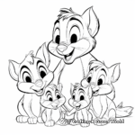 Chipmunk Family: Parents and Babies Coloring Sheets 2