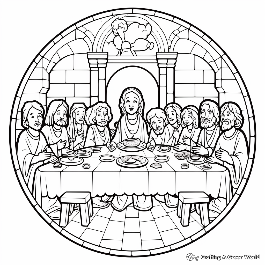 Christ at the Center: Last Supper Composition Coloring Pages 1
