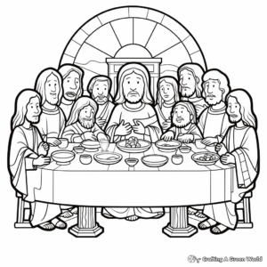 Christ at the Center: Last Supper Composition Coloring Pages 2