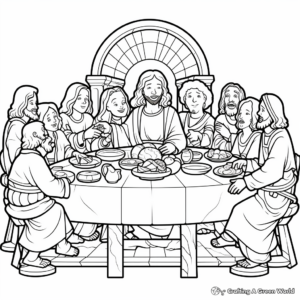 Christ at the Center: Last Supper Composition Coloring Pages 4