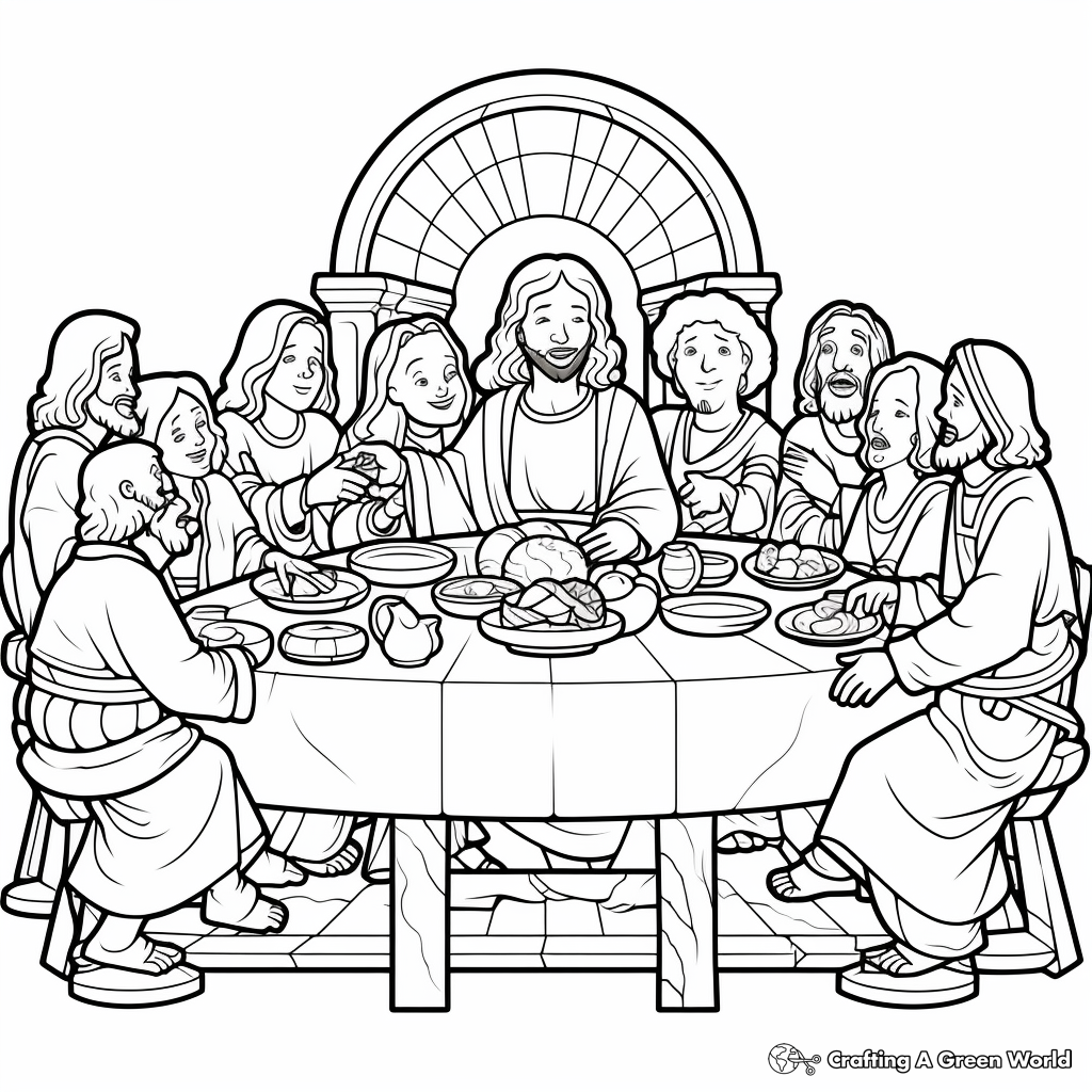 Christ at the Center: Last Supper Composition Coloring Pages 4