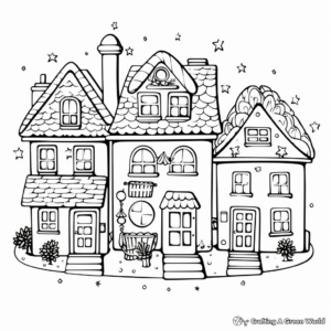 Christmas Lights on Houses Coloring Pages 1