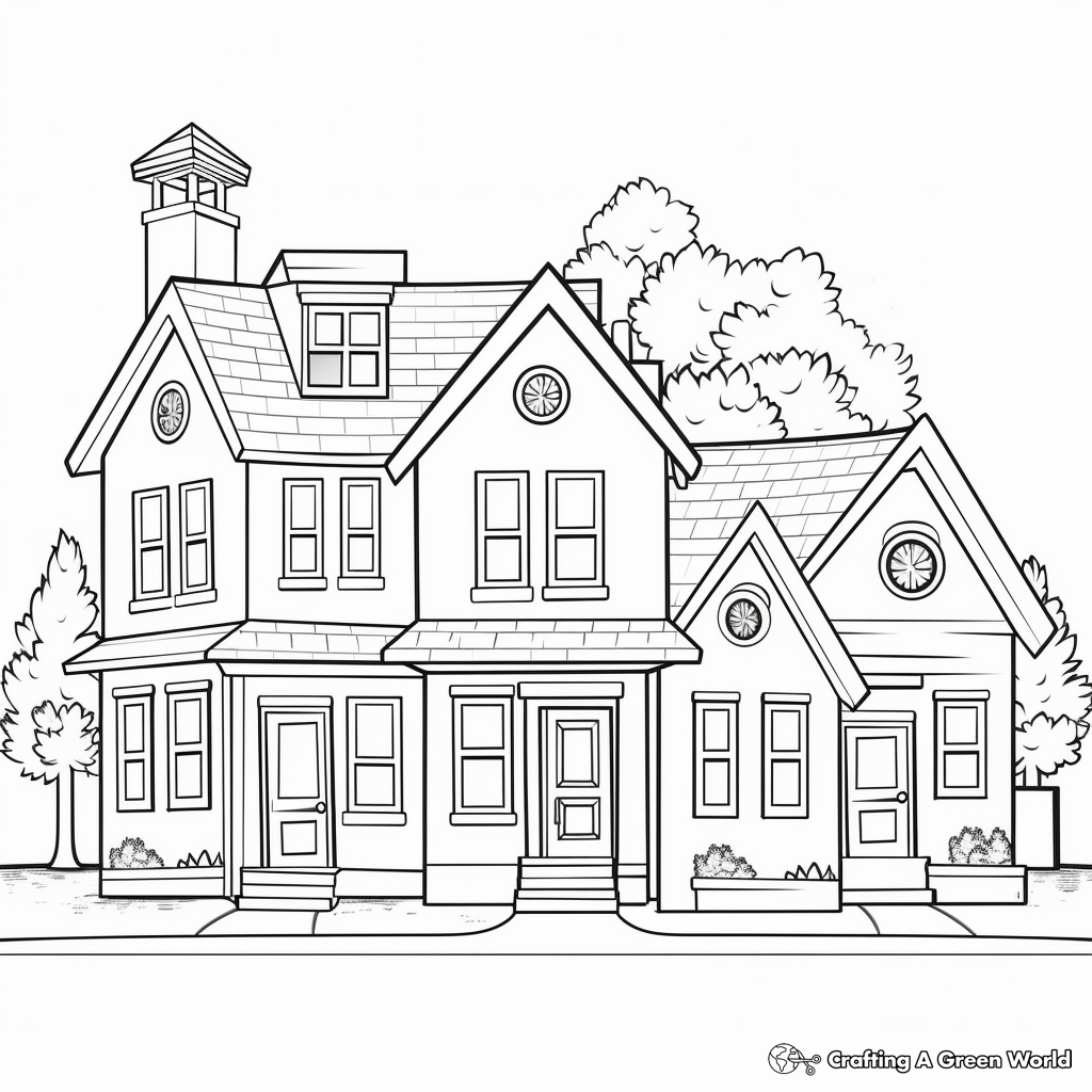 Christmas Lights on Houses Coloring Pages 3