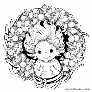 Christmas Peppermint Wreath Coloring Pages 1
