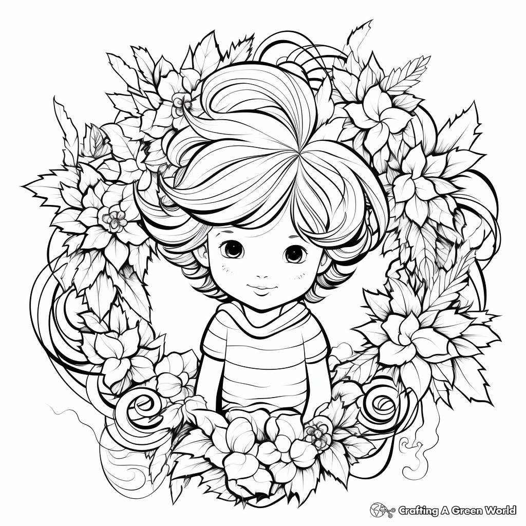 Christmas Peppermint Wreath Coloring Pages 3