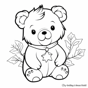 Christmas Teddy Bear Coloring Pages 1