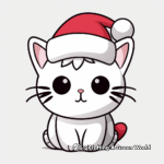 Christmas-Themed Kawaii Cat Coloring Pages 2