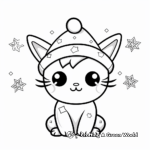 Christmas-Themed Kawaii Cat Coloring Pages 4