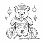 Circus Bear On A Bicycle Coloring Sheets 1
