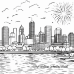 City Skyline with Fireworks Coloring Pages 3