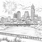 City Skyline with Fireworks Coloring Pages 4