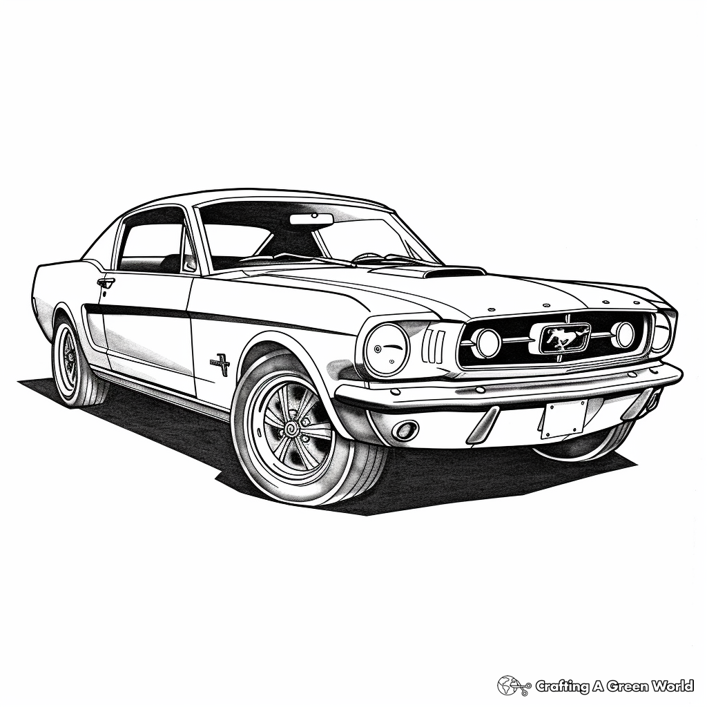 Tableau Sur Toile Ford Mustang 1960 - Muscle Car Design Rétro - Format 80x40 Cm - Impression Qualité Allemagne