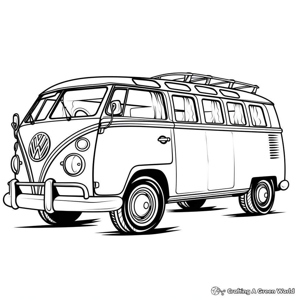 Classic 60's Hippie Van Coloring Pages 3