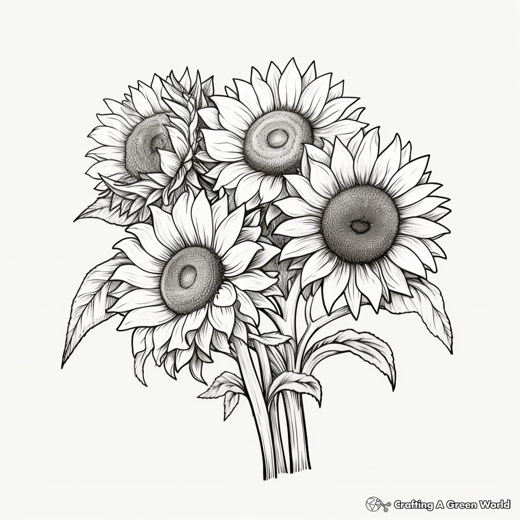 Classic Van Gogh Sunflower Paintings Coloring Pages 2