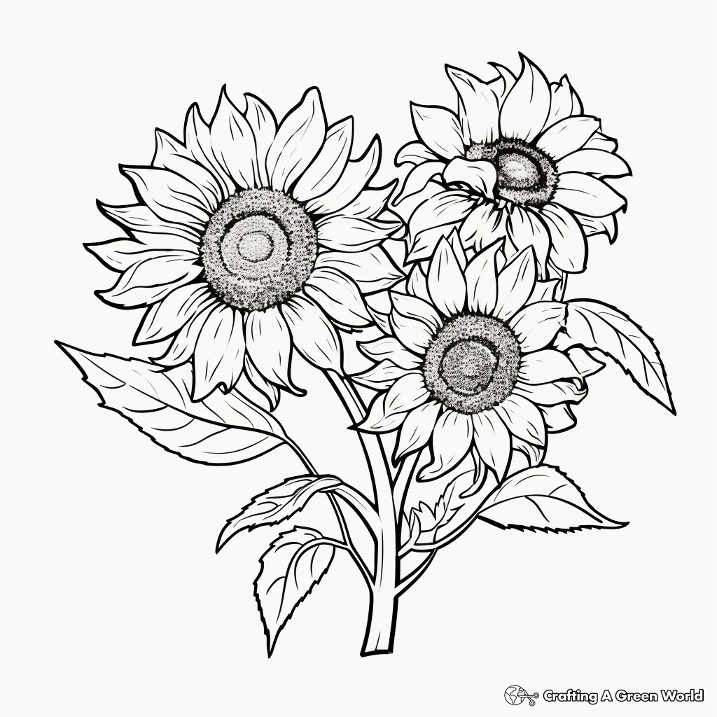 Classic Van Gogh Sunflower Paintings Coloring Pages 4