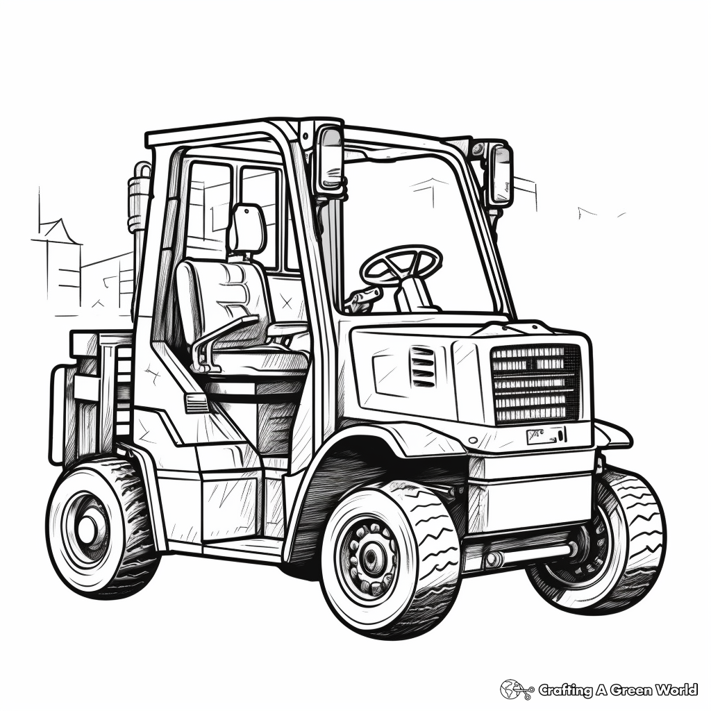 Classic Warehouse Forklift Coloring Pages 1