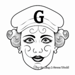Clown letter G with Funny Face Coloring Pages for Kids 2