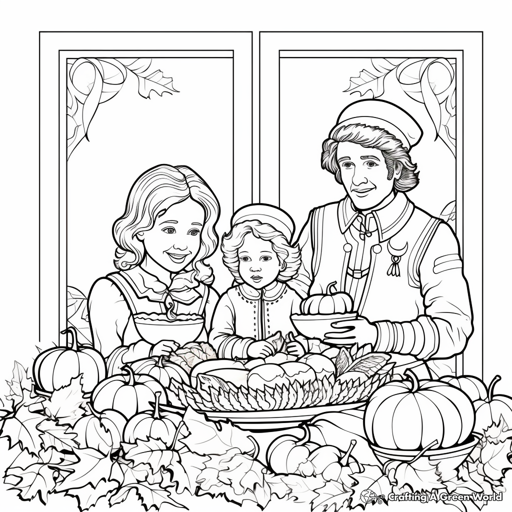 Colonial Thanksgiving Theme Coloring Pages 2