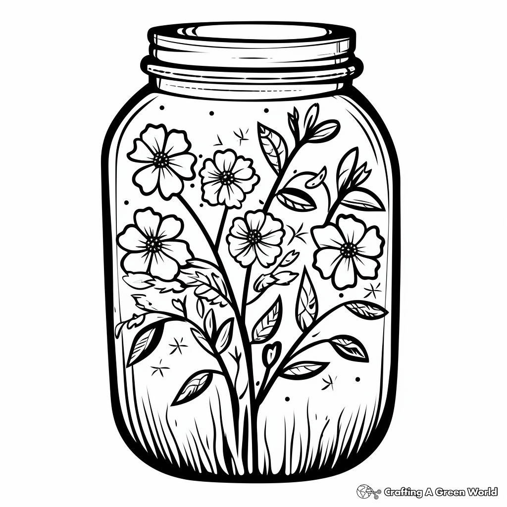 Color and Create: DIY Mason Jar Vase Coloring Pages 1