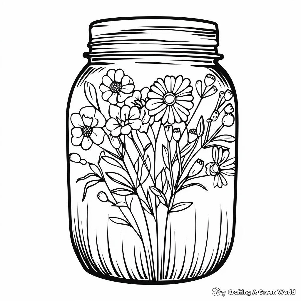 Color and Create: DIY Mason Jar Vase Coloring Pages 2