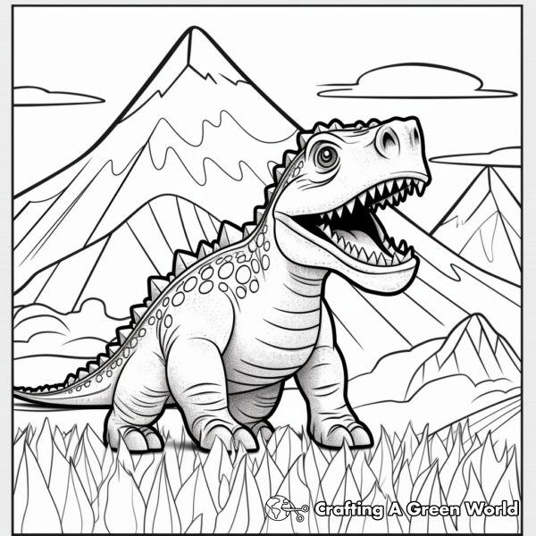 Dinosaur Volcano Coloring Pages - Free &amp; Printable!