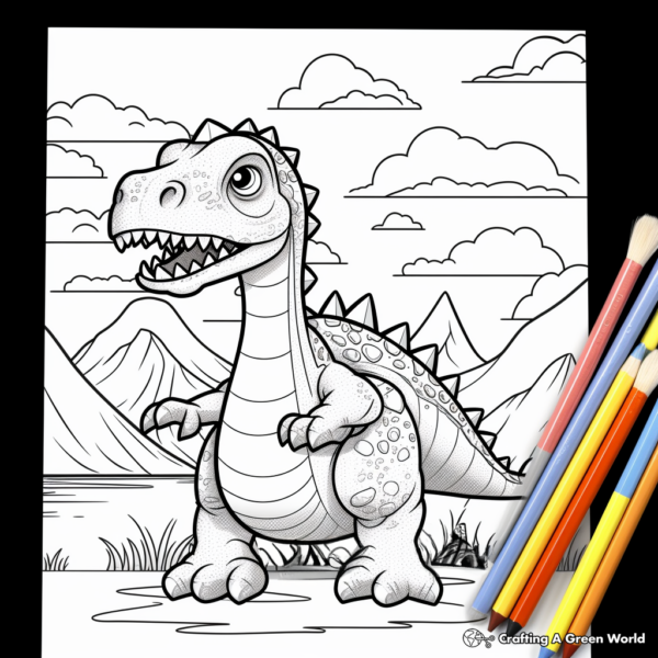 Dinosaur Volcano Coloring Pages - Free &amp; Printable!