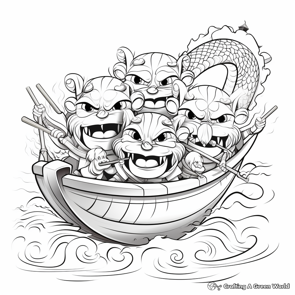 Color the Dragon Boat Race: Chinese New Year Coloring Pages 1
