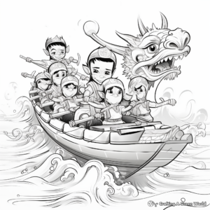 Color the Dragon Boat Race: Chinese New Year Coloring Pages 4