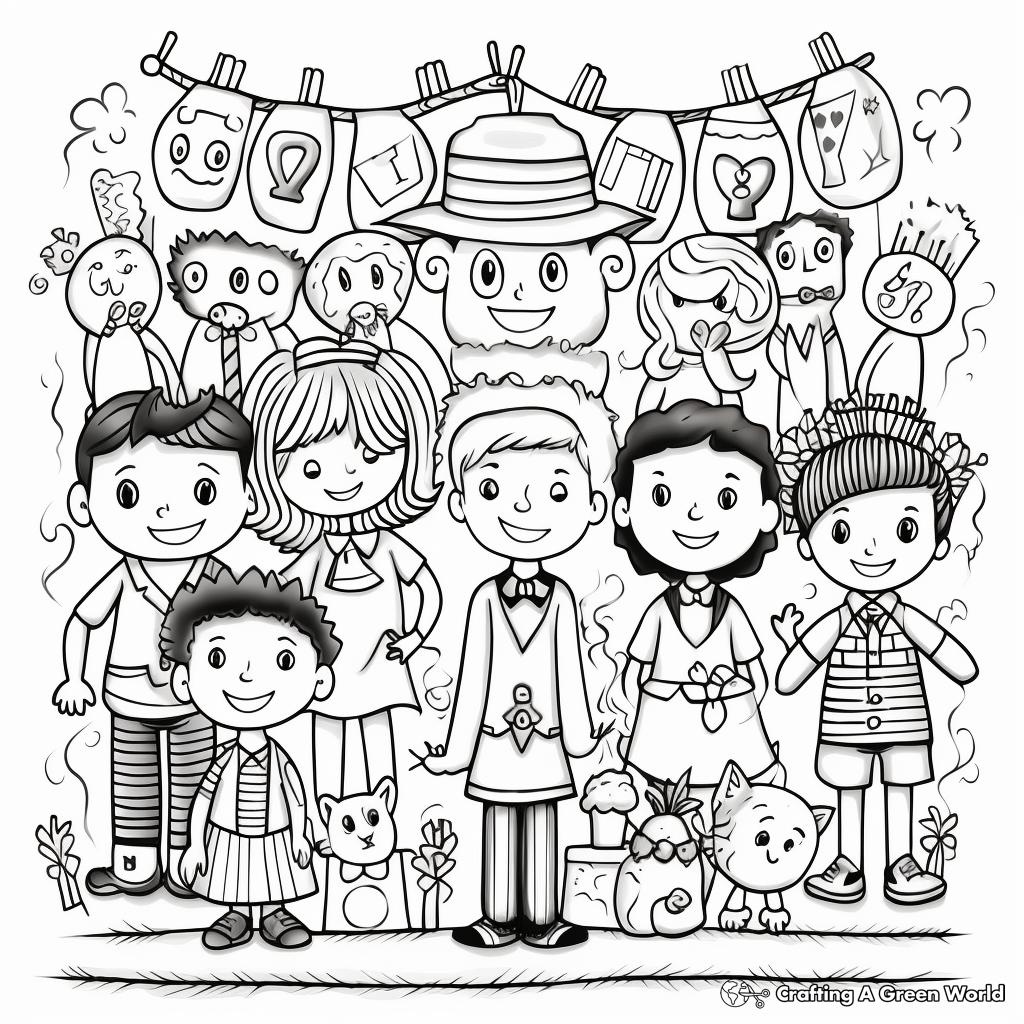Colorful 100 Days of School Party Coloring Pages 1