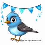 Colorful and Cute Blue Bunting Bird Coloring Pages 3