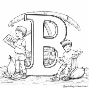 Colorful 'B is for Banana' Fruit Stand Coloring Pages 1