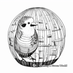 Colorful Budgie in Bird Cage Coloring Pages 1