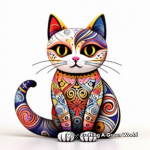 Colorful Calico Cat Coloring Pages 1