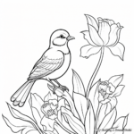 Colorful Canary and Tulip Coloring Pages 2