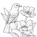 Colorful Canary and Tulip Coloring Pages 4